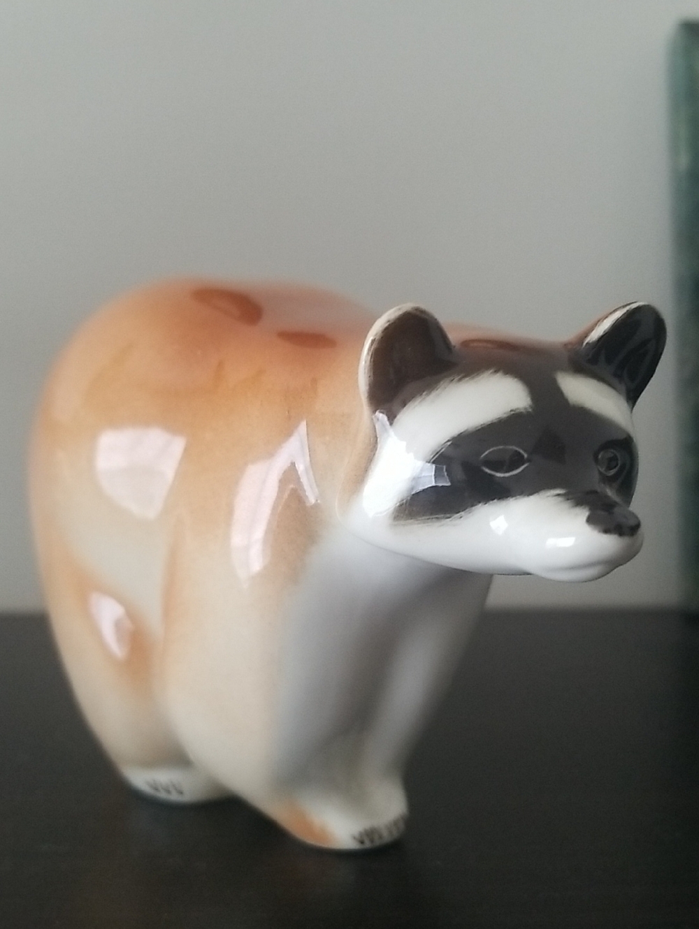 Glossy Ceramic Raccoon Figurine